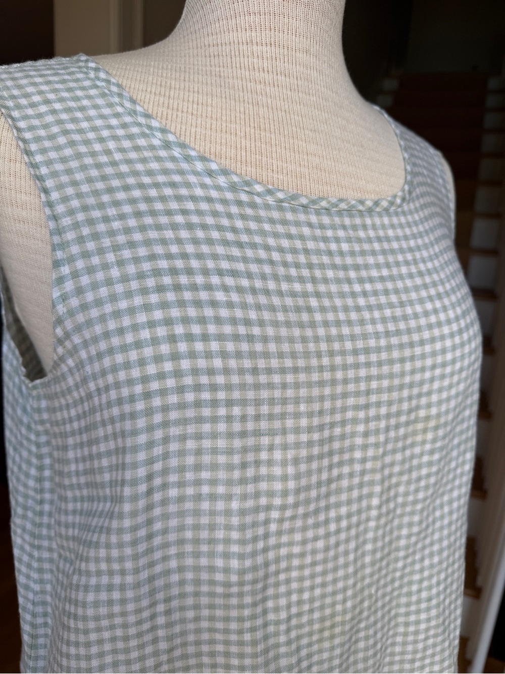 FLAX Light Green Gingham Sleeveless Tank Top - Picture 11 of 11